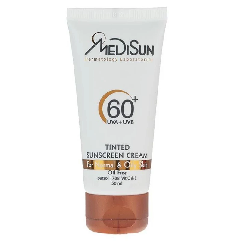ضد آفتاب رنگی مدیسان SPF 60 مناسب پوستهای چرب و معمولی حجم 50 میلیلیتر